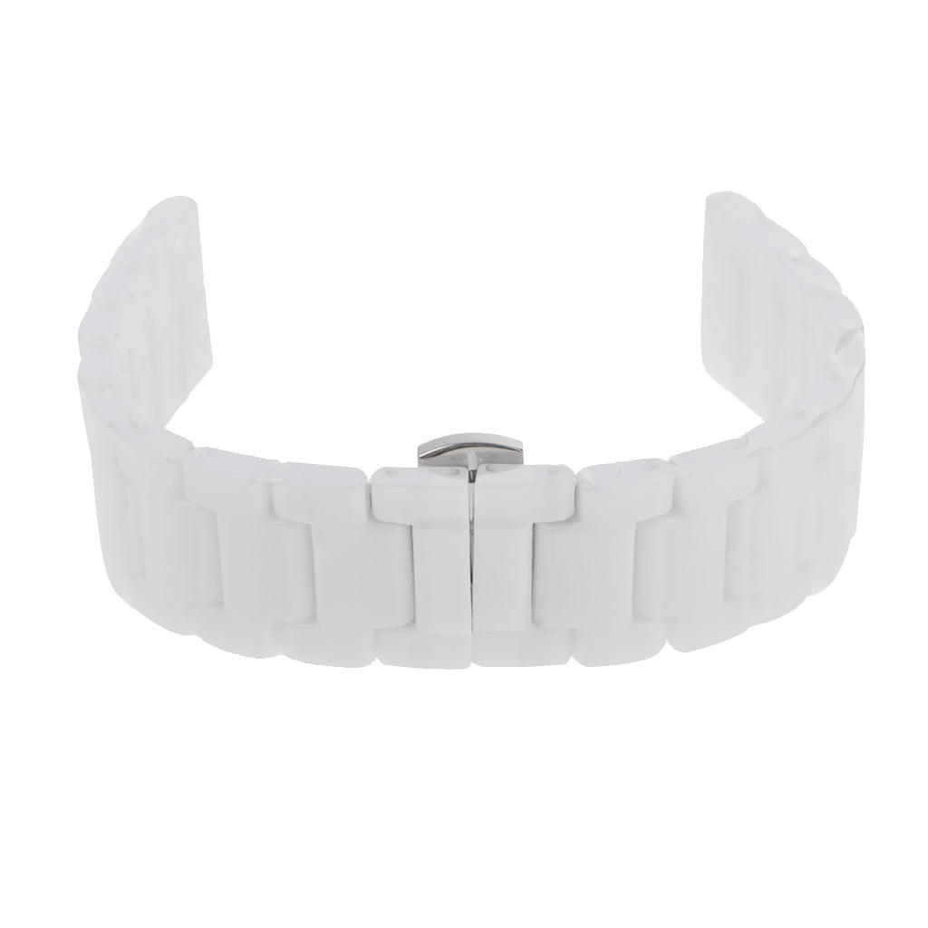 White 18mm Ceramic Link Wrist Watch Band Bracelet Strap Replacement