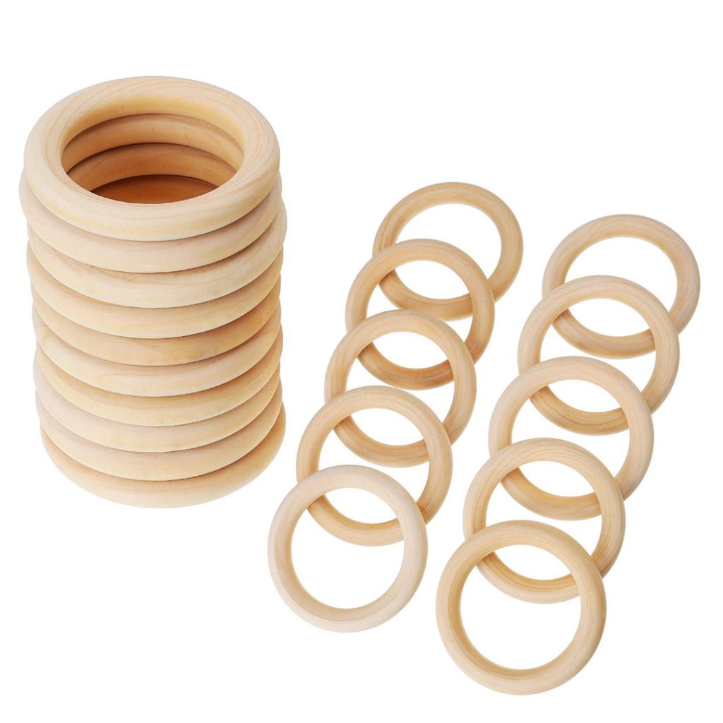 20pcs Handmade Natural Unfinished Blank Maple Wooden Teething Rings Wood Baby Teether Ring DIY Showing Toys 70mm
