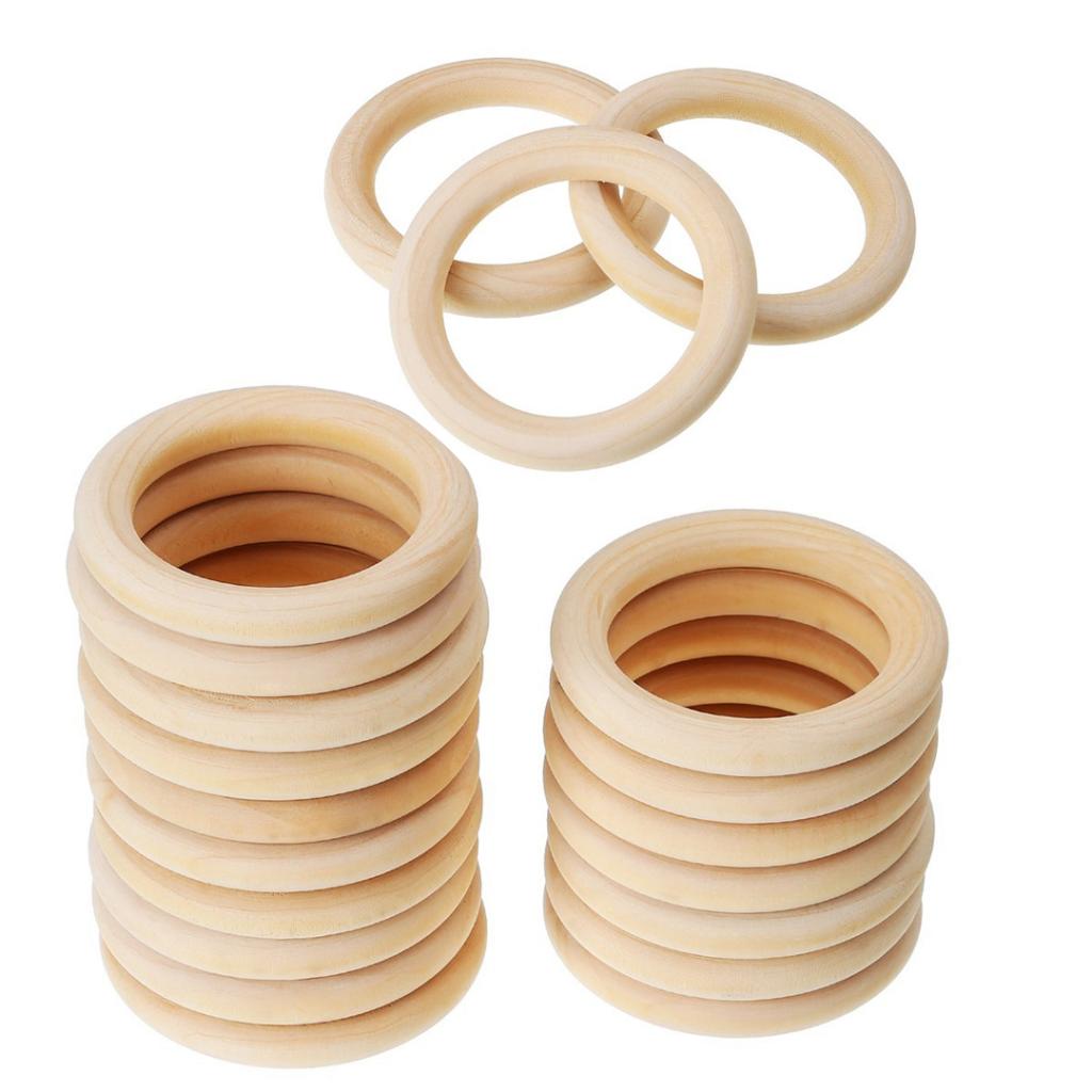 20pcs Wood Teething Rings Wooden Teething Ring Gift Set Organic Infant Baby Showing Toys DIY 60mm