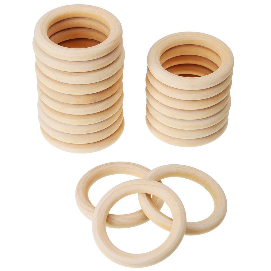 20pcs Wood Teething Rings Wooden Teething Ring Gift Set Organic Infant Baby Showing Toys DIY 60mm