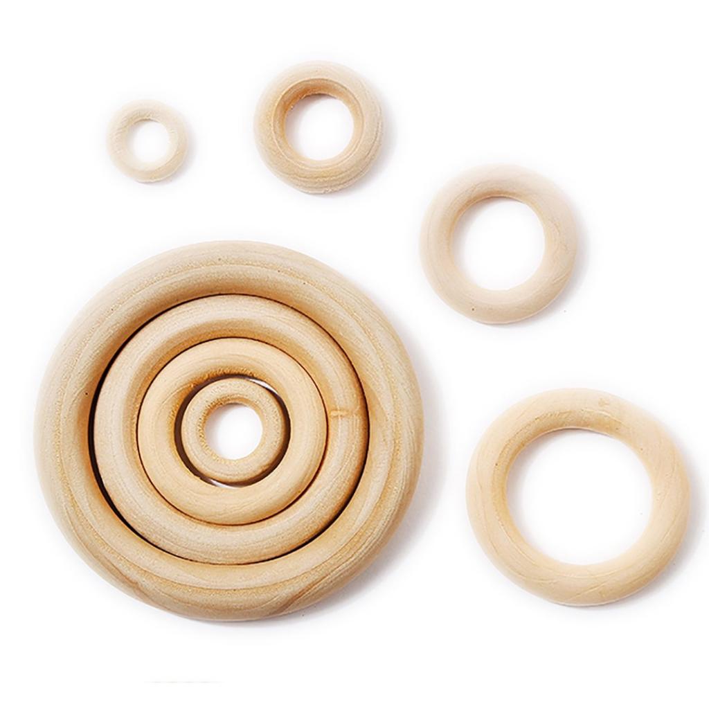 20pcs Wood Teething Rings Wooden Teething Ring Gift Set Organic Infant Baby Showing Toys DIY 60mm