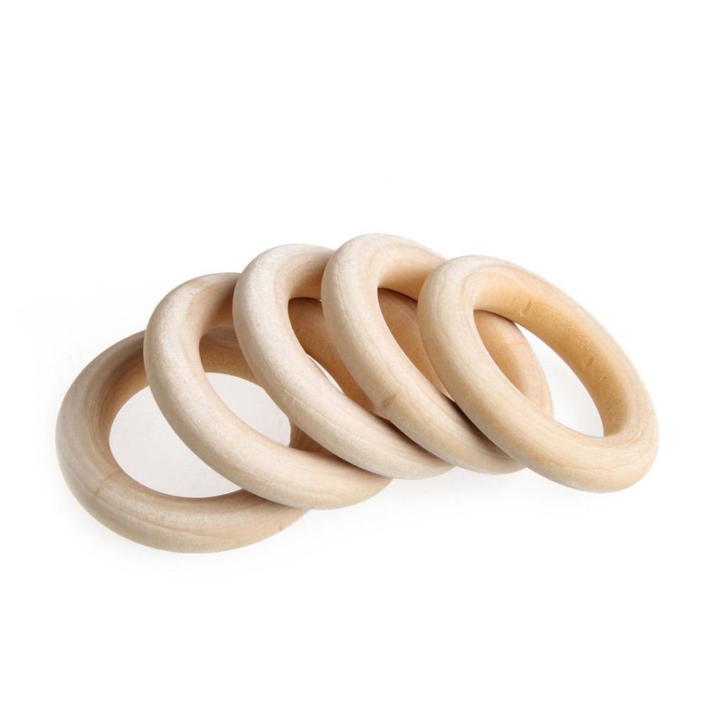 20pcs Wood Teething Rings Wooden Teething Ring Gift Set Organic Infant Baby Showing Toys DIY 60mm