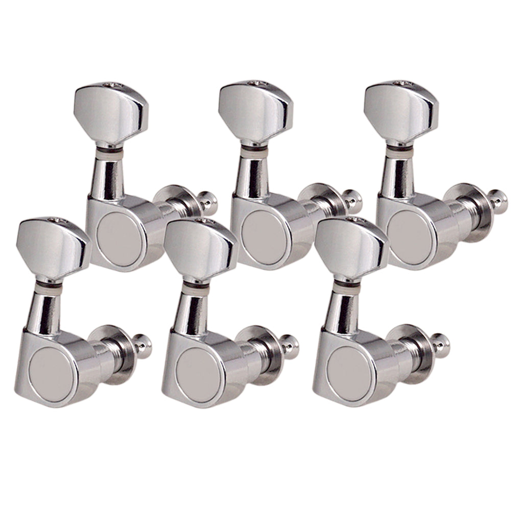 Folk Guitar Parts Alloy String Tuning Pegs Tuners 6R Square Button - Chrome