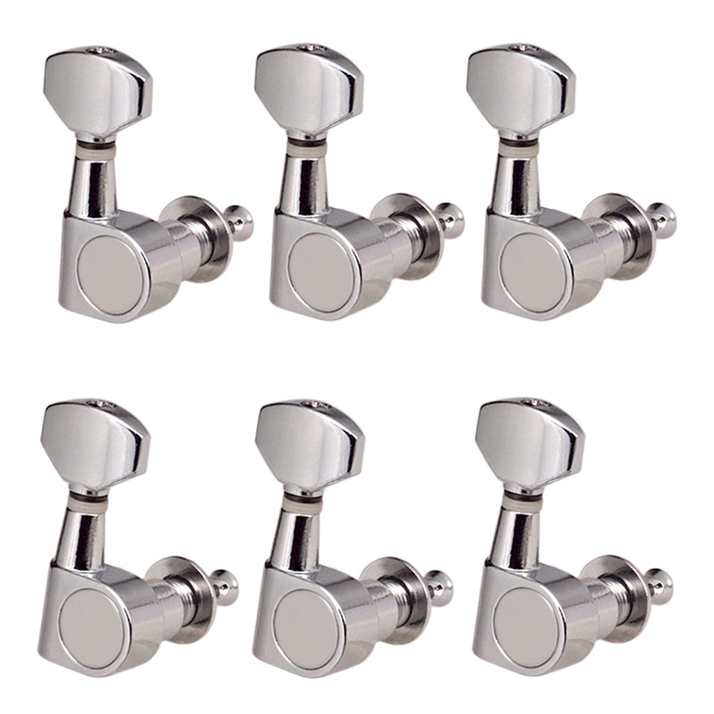 Folk Guitar Parts Alloy String Tuning Pegs Tuners 6R Square Button - Chrome