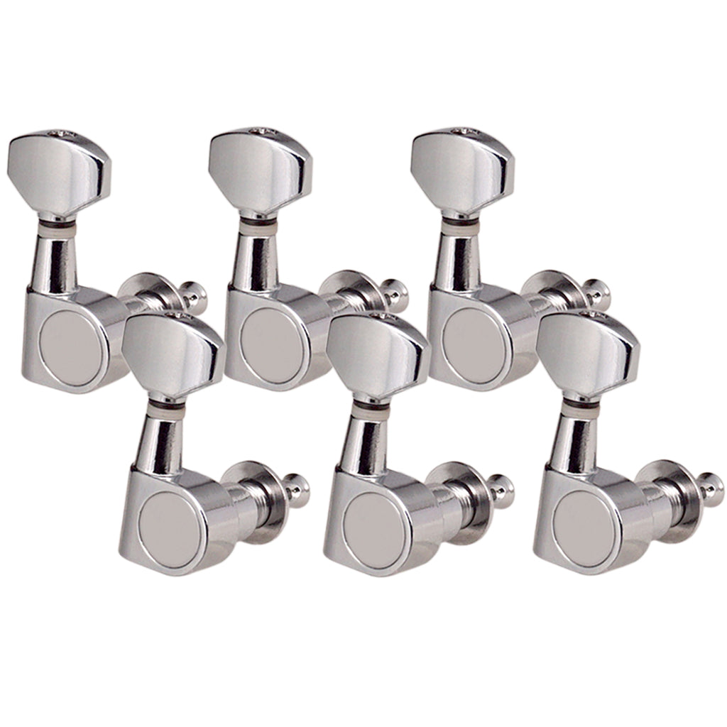 Folk Guitar Parts Alloy String Tuning Pegs Tuners 6R Square Button - Chrome