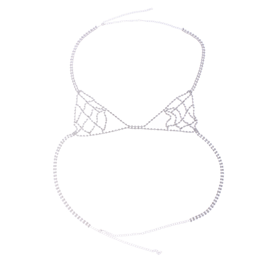 Fashion Lady Body Chain Jewelry Bikini Bra Top Harness Underwear Jewelry Set