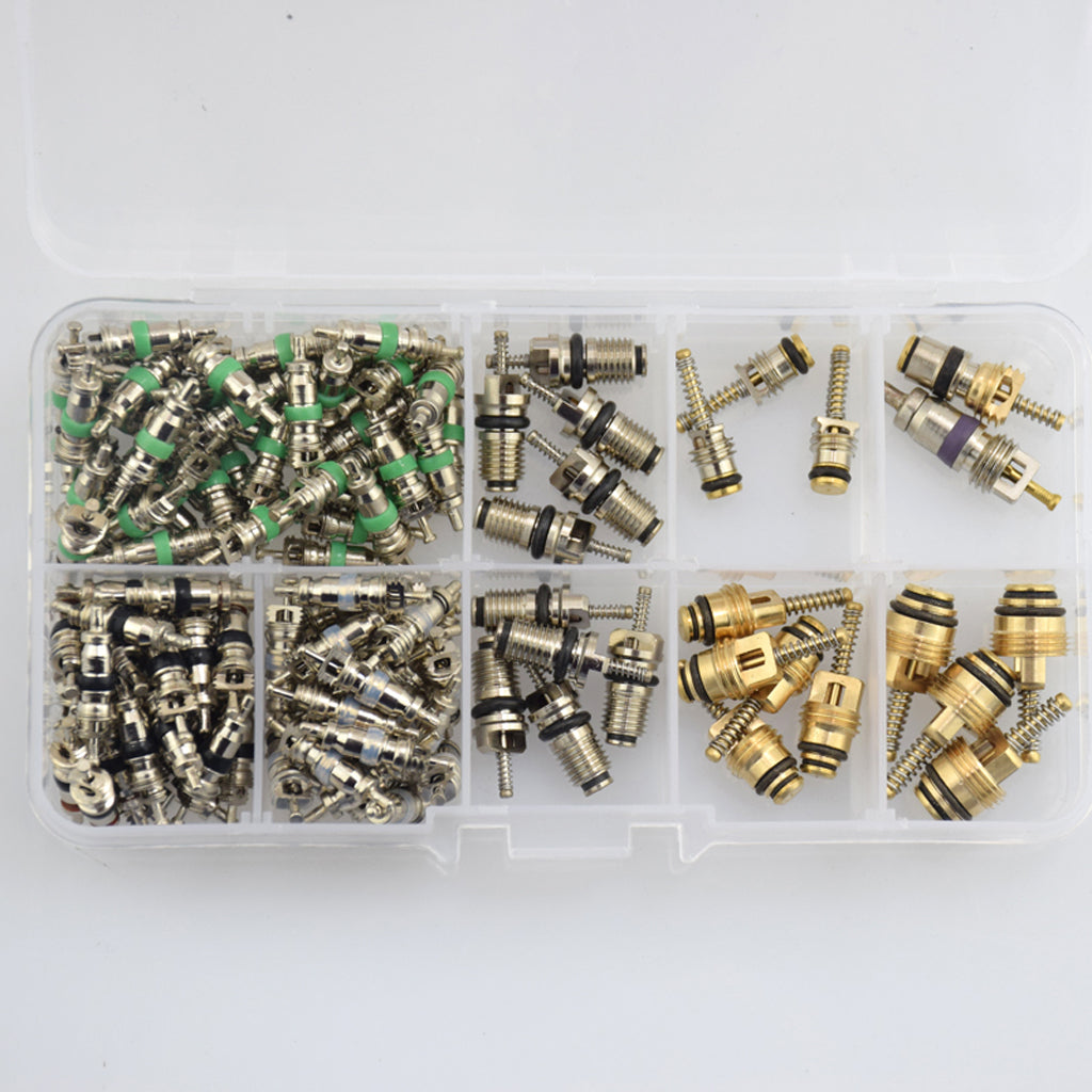 134 Piece Assortment Schrader Valves R134a Kit 11 kinds AC Valve Cores