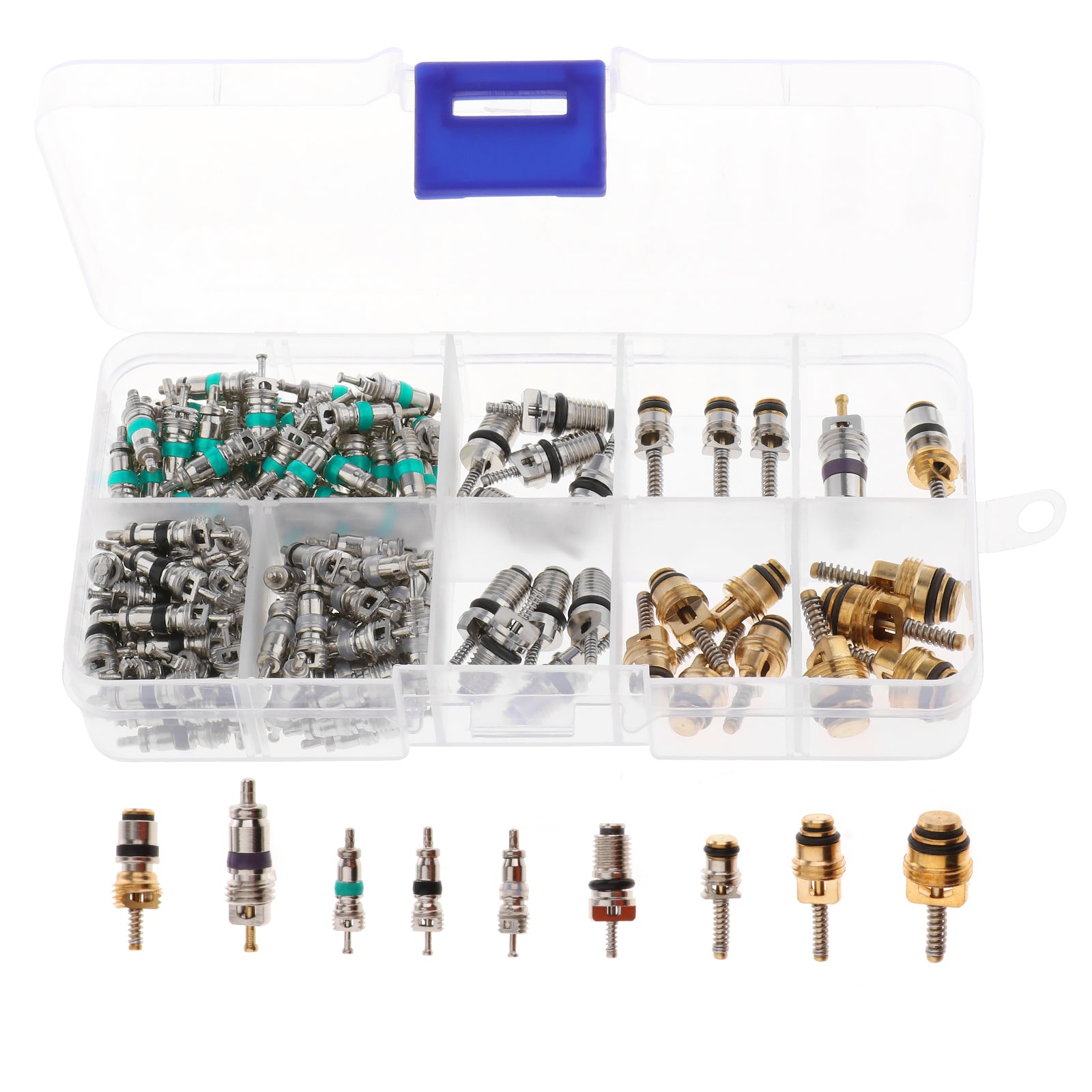 134 Piece Assortment Schrader Valves R134a Kit 11 kinds AC Valve Cores