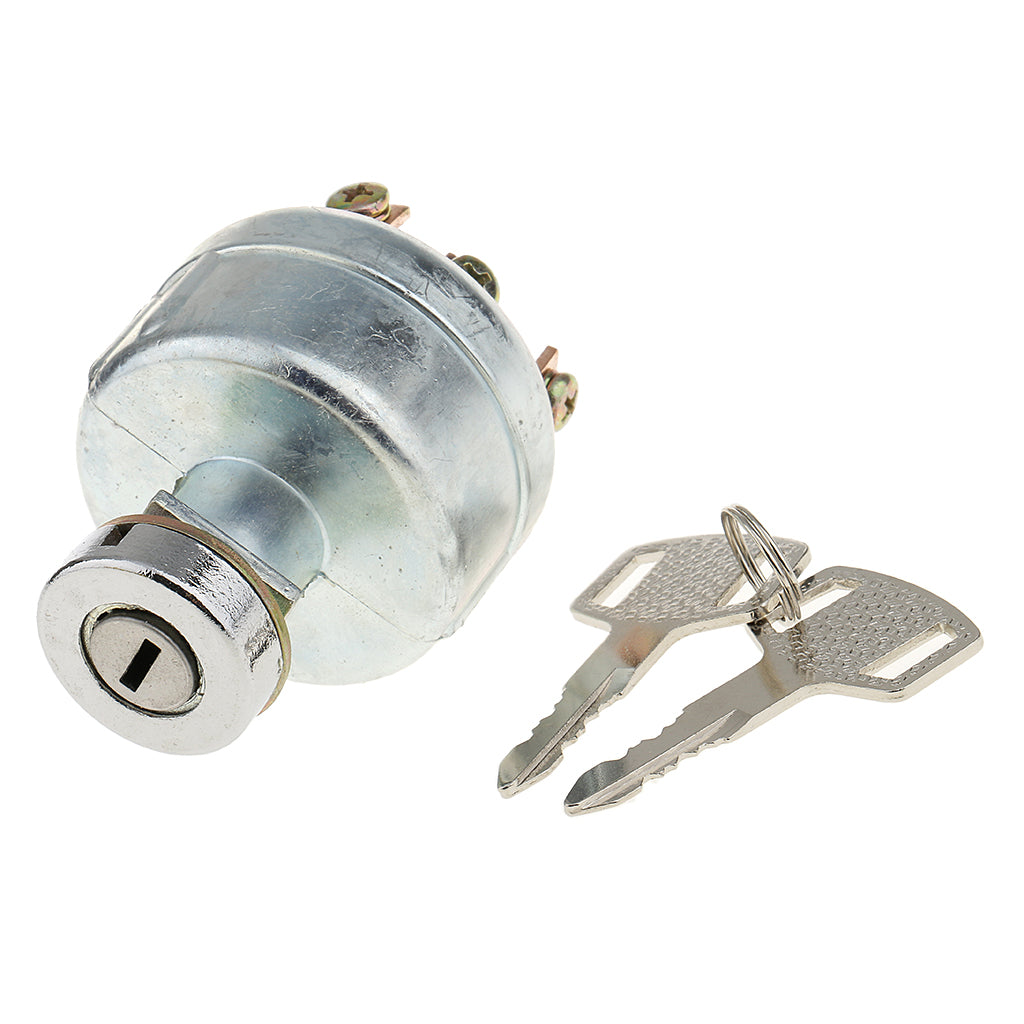 Silver 6 Terminals Ignition Switch Lock with 2 Start Key Universal Fit