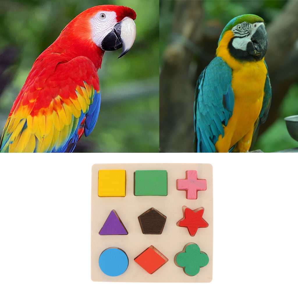 Bird Activity Toy Parrot Chewing Toy Smart Training Wooden Puzzle Blocks Toy