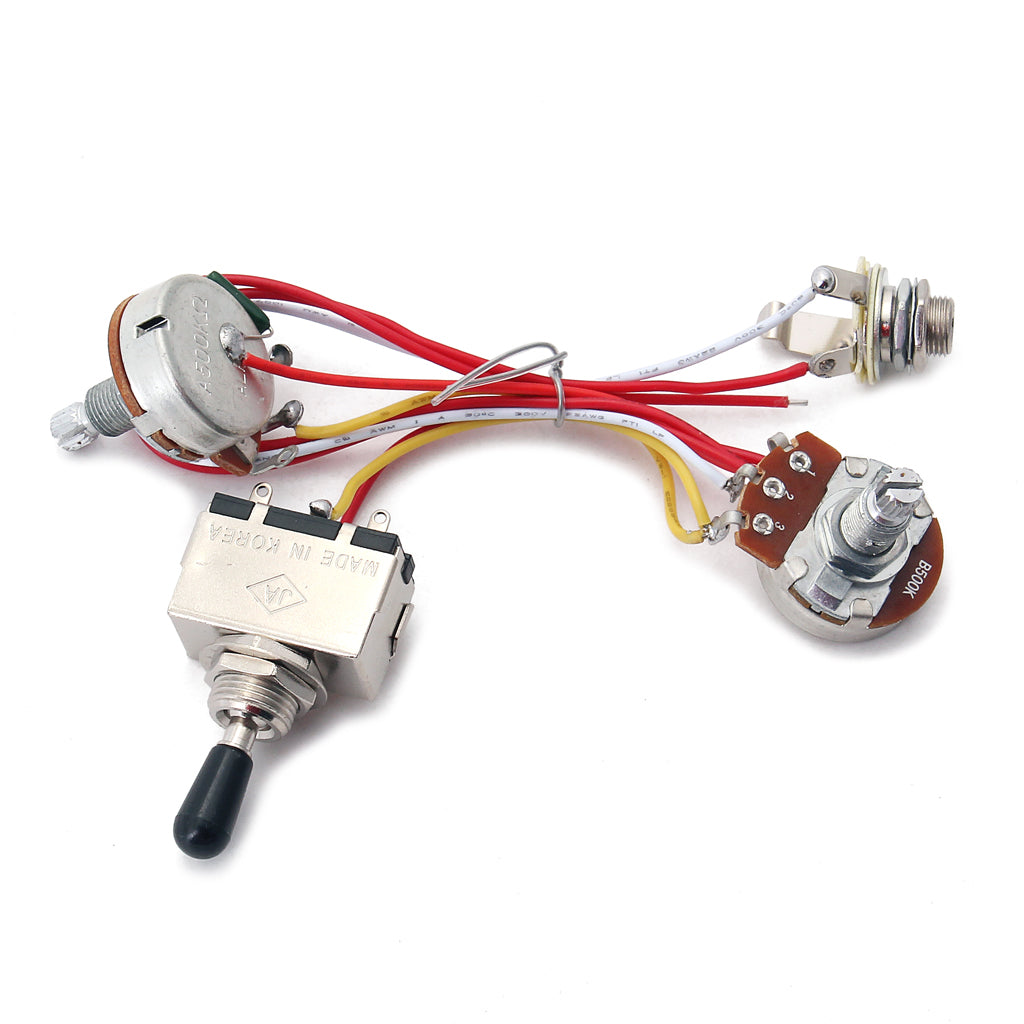 Replacement Electric Guitar Pickup Wiring Harness with 3-Way Toggle Switch Knob Volume Tone 500K