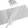 Wedding Heart Flower Reception Guest Book Feather Bowknot Pen and Stand Set