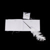 Wedding Heart Flower Reception Guest Book Feather Bowknot Pen and Stand Set