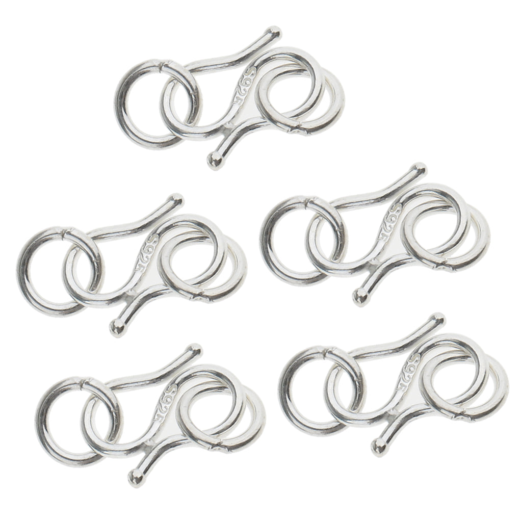 5 Pieces 925 Sterling Silver S Hook Eye Clasp Jump Rings for Jewelry Making Crafts Findings