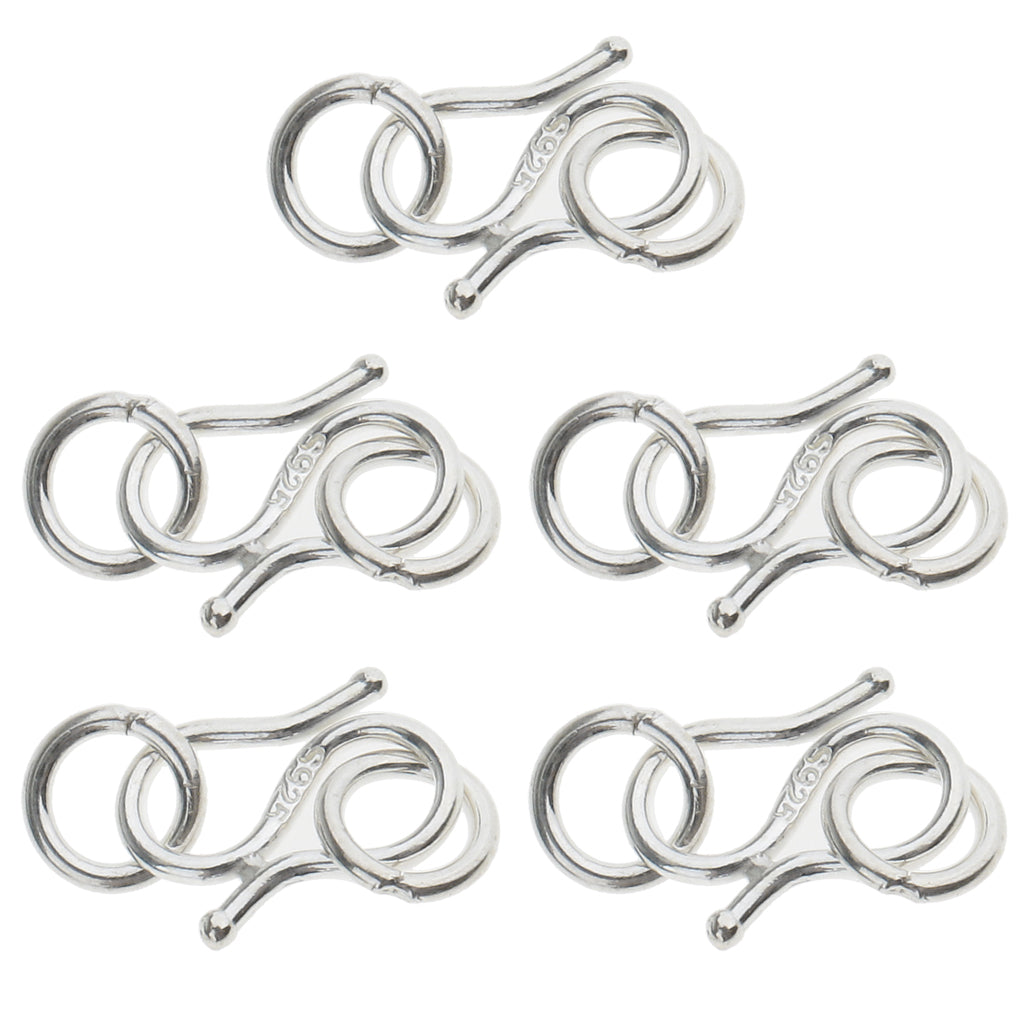 5 Pieces 925 Sterling Silver S Hook Eye Clasp Jump Rings for Jewelry Making Crafts Findings