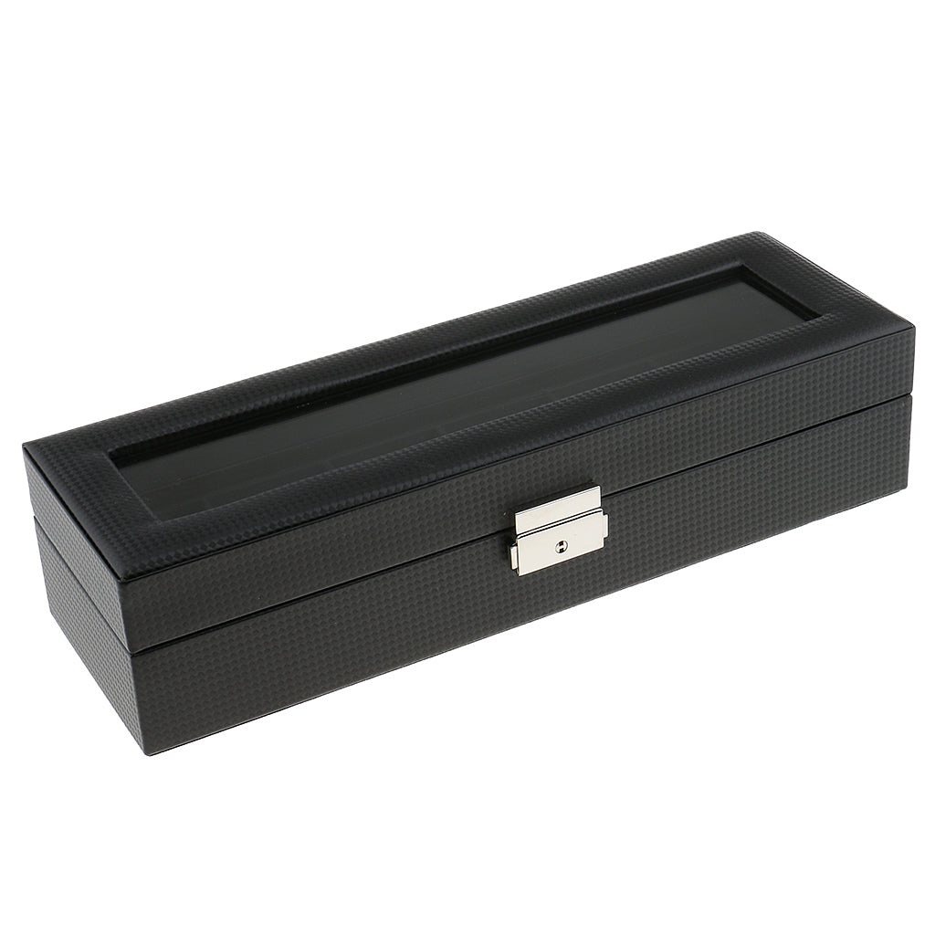 6 Slot Watch Box Case for Men Boxes Display Glass Top Jewelry Collection Storage Boxes Organizer