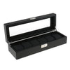 6 Slot Watch Box Case for Men Boxes Display Glass Top Jewelry Collection Storage Boxes Organizer