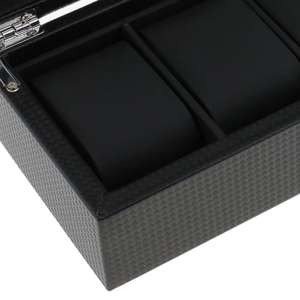 6 Slot Watch Box Case for Men Boxes Display Glass Top Jewelry Collection Storage Boxes Organizer