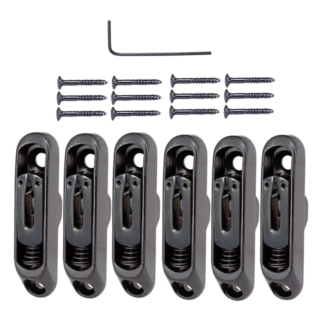 6 Pcs Single Individual Bridge Saddles Tailpiece Set for Electric Guitar  Parts Black