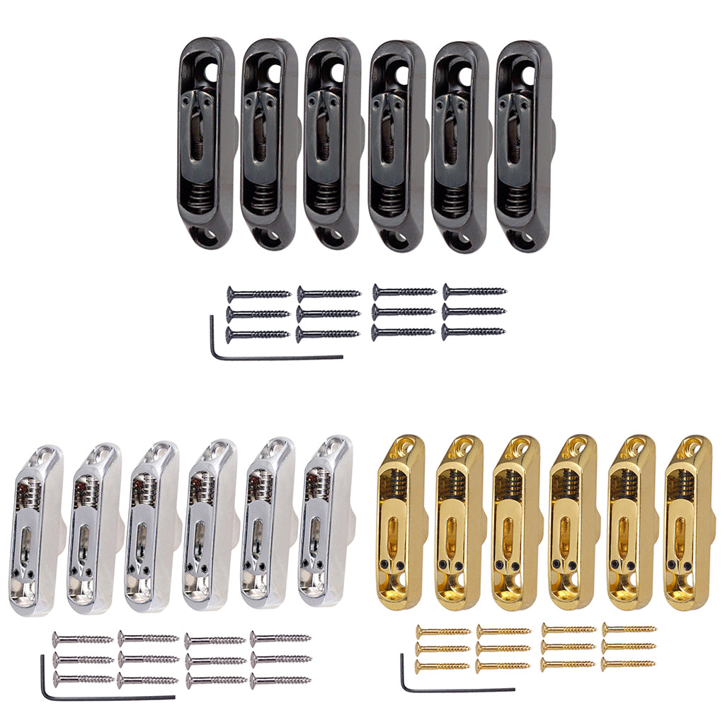 6 Pcs Single Individual Bridge Saddles Tailpiece Set for Electric Guitar  Parts Black