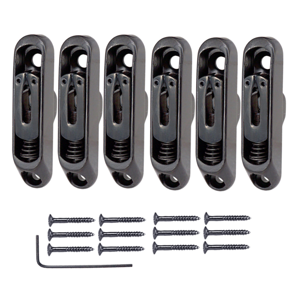 6 Pcs Single Individual Bridge Saddles Tailpiece Set for Electric Guitar  Parts Black