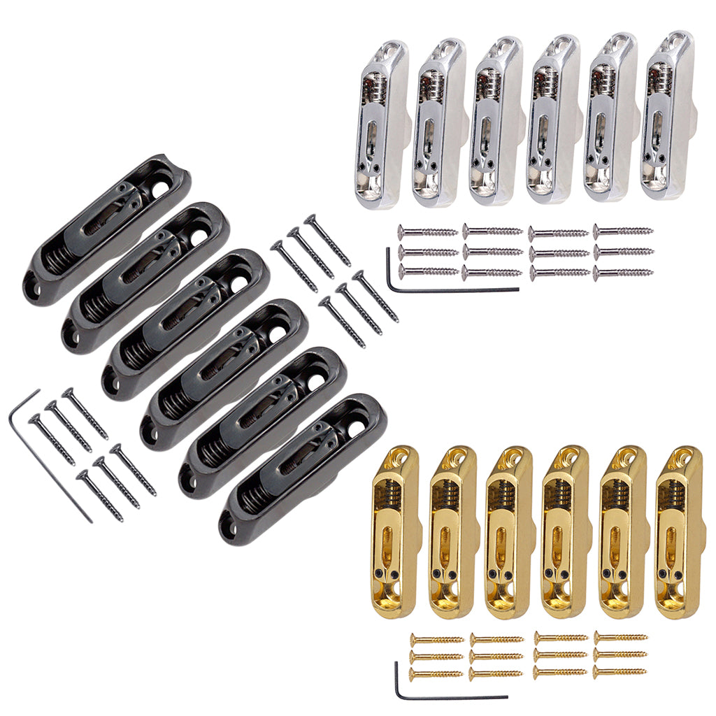 6 Pcs Single Individual Bridge Saddles Tailpiece Set for Electric Guitar  Parts Black