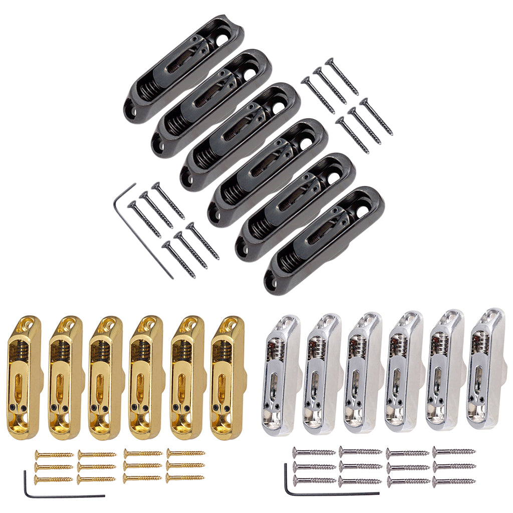 6 Pcs Single Individual Bridge Saddles Tailpiece Set for Electric Guitar  Parts Black