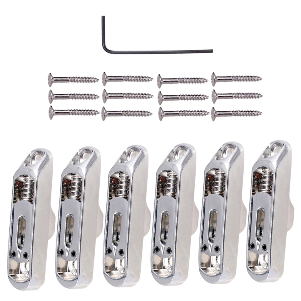 6 Pcs Single Individual Bridge Saddles Tailpiece Set for Electric Guitar  Parts Silver