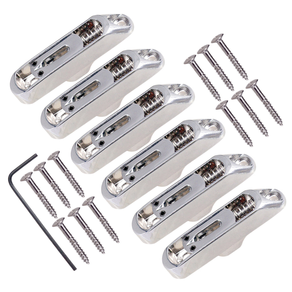 6 Pcs Single Individual Bridge Saddles Tailpiece Set for Electric Guitar  Parts Silver