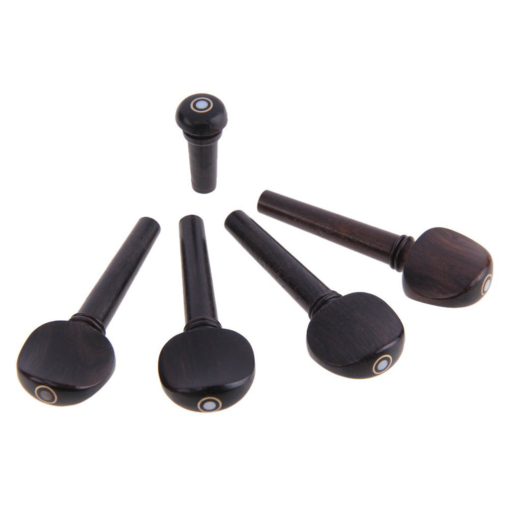 Ebony Wood 4/4 Violin Accessories Chinrest & Endpin +Tuner+Tailpiece+Pegs