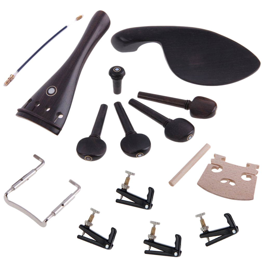 Ebony Wood 4/4 Violin Accessories Chinrest & Endpin +Tuner+Tailpiece+Pegs