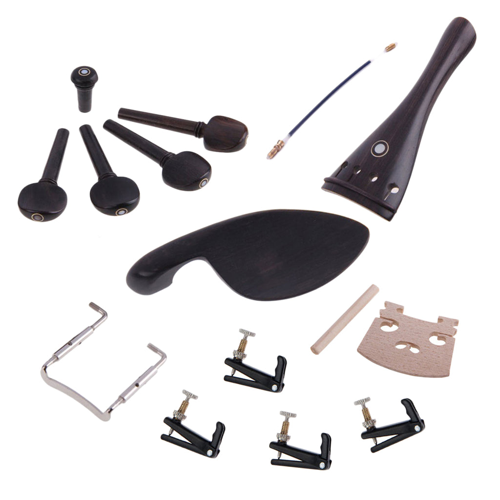 Ebony Wood 4/4 Violin Accessories Chinrest & Endpin +Tuner+Tailpiece+Pegs