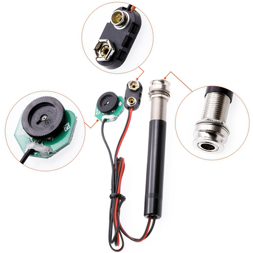 1 Piece Active Endpin Jack Preamp Piezo Pickup Kit for Acoustic Classical Guitar Volume Control