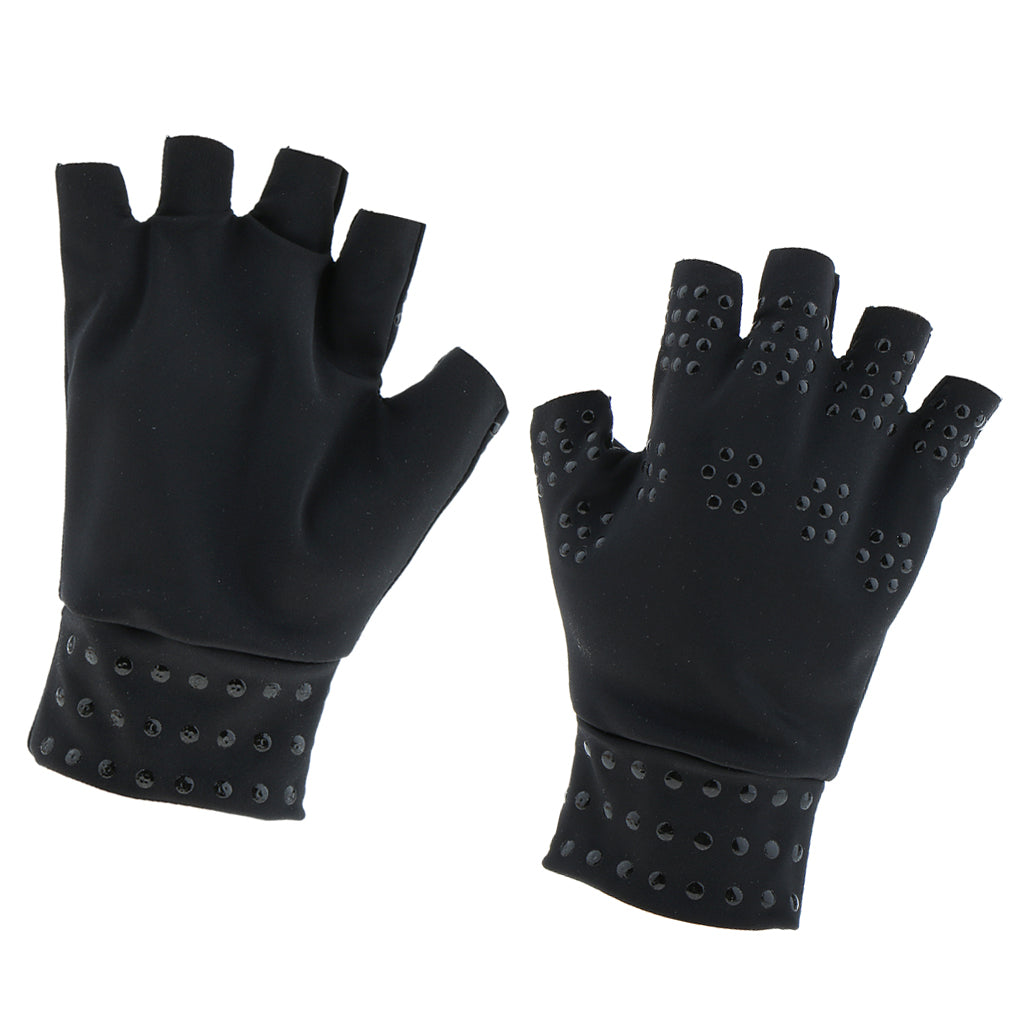 Black Arthritis Gloves Compression Fingerless Gloves Magnetic Anti-Arthritis Therapeutic Fingerless Gloves Hand Pain Heal Joints Relief