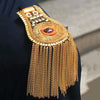 Classic Metal Shiny Tassel Shoulder Board Emblem Epaulette Brooch Badges for Party Cosplay (2pcs)