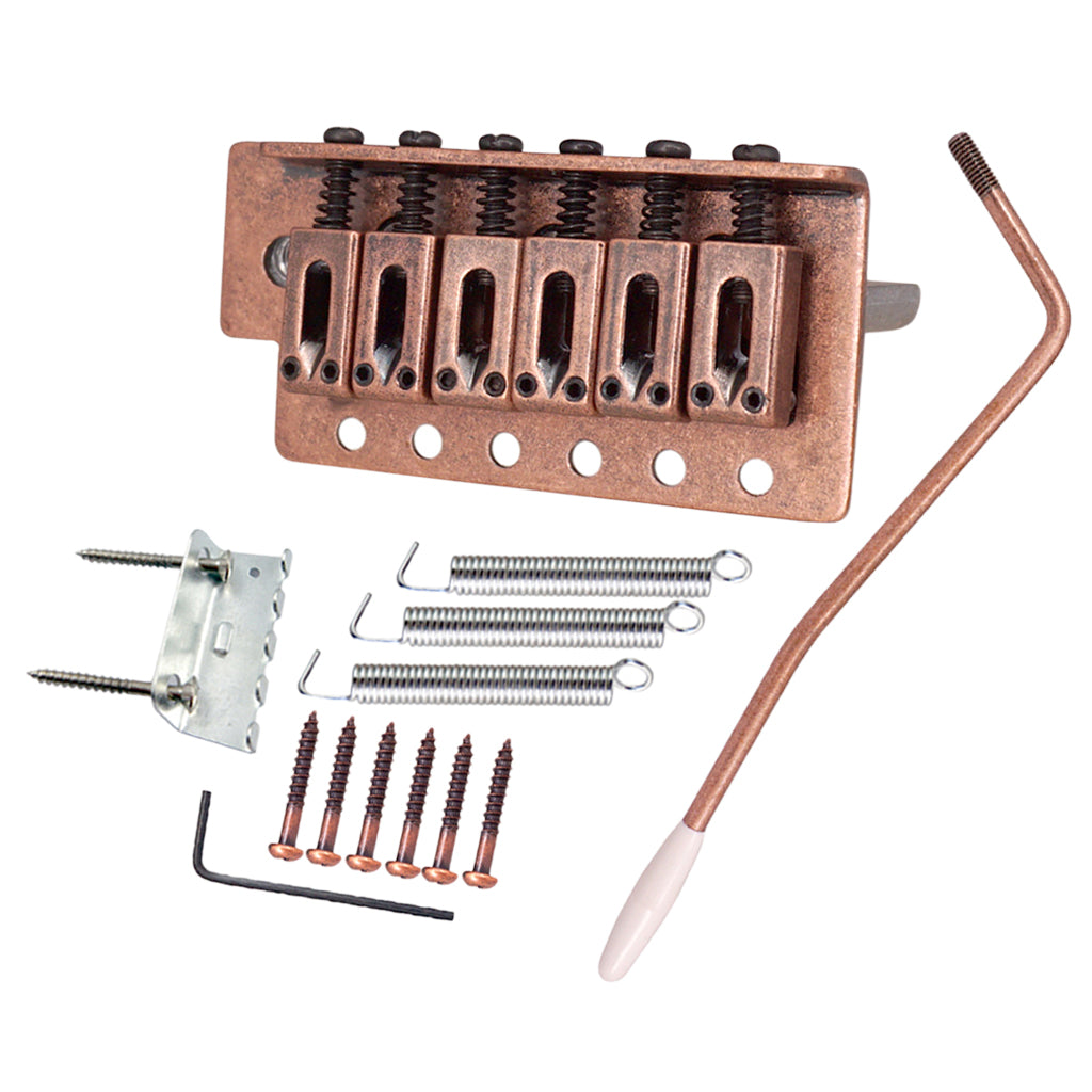 Copper Red 6 String Flat Saddle Single Tremolo Bridge System for FD SQ ST Electric Guitar Replacements