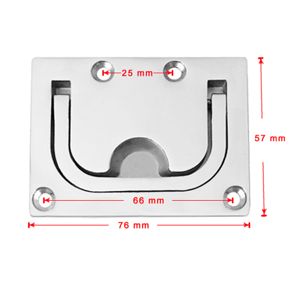 76 x 57mm Boat Hatch Locker Lift/ Pull Ring Handle with Screws - Flush Mount 316 Marine Grade Stainless Steel Fittings