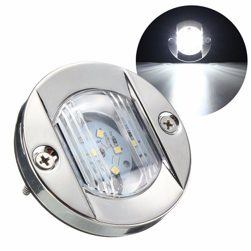 LED Marine Boat Transom Stainless Steel Anchor Stern Light White Round 12V