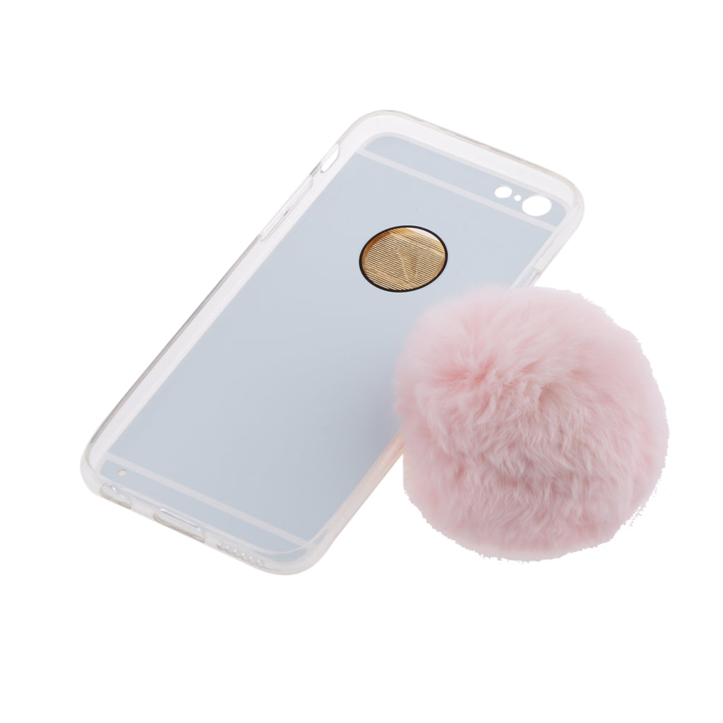 Rose Gold Mobile Phone Case Protective Back Cover with Imitation Pink Wool Ball for iPhone 6 Plus/ 6S Plus