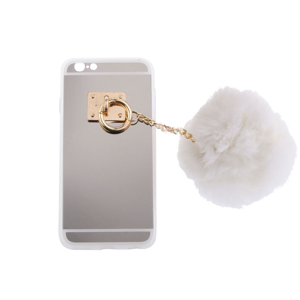 Silver Mobile Phone Case Protective Back Cover with Imitation White Wool Ball for iPhone 6 Plus/ 6S Plus