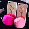 Silver Mobile Phone Case Protective Back Cover with Imitation White Wool Ball for iPhone 6 Plus/ 6S Plus