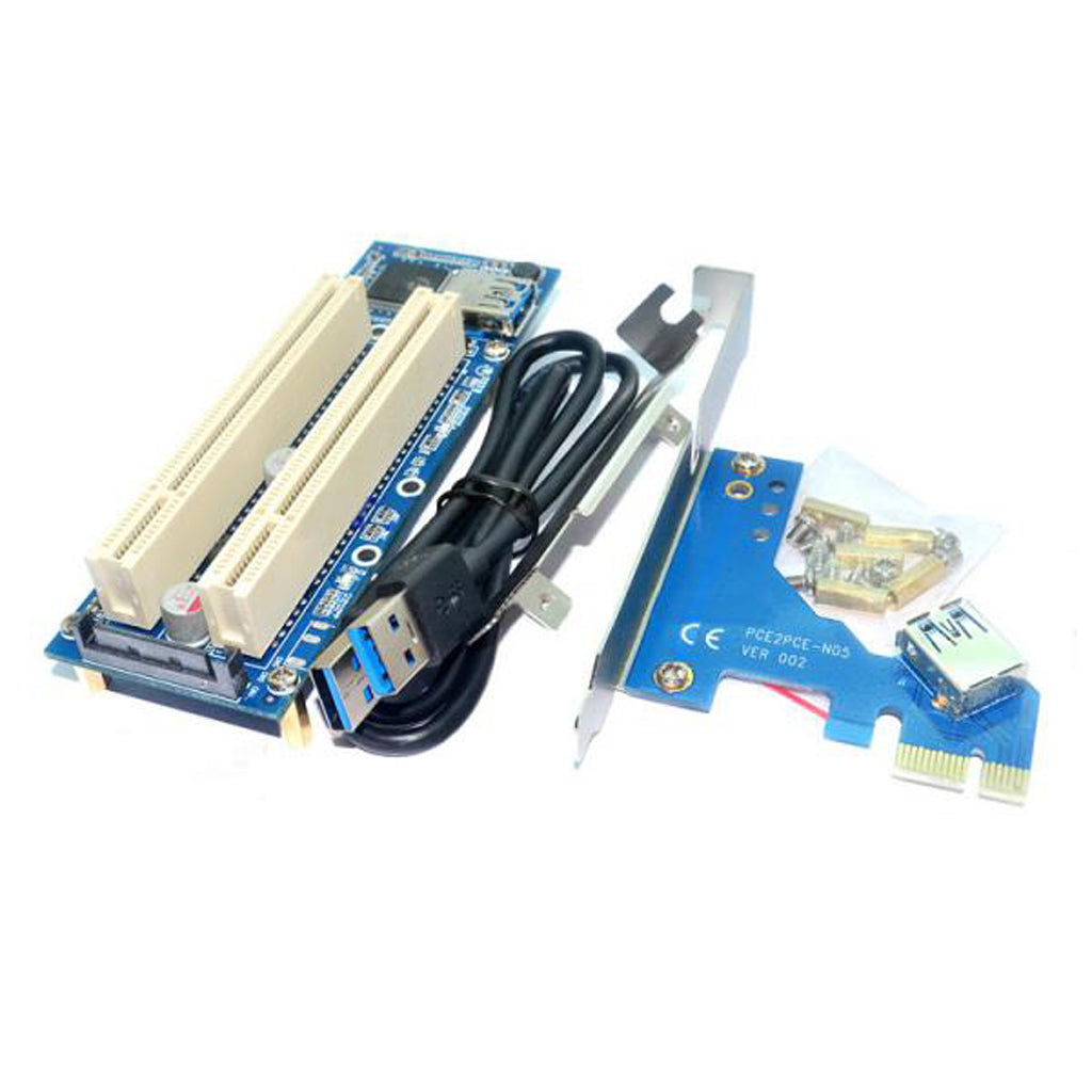 PCI-E Express X1 to Dual PCI Riser Extend Adapter Card With USB 3.0 Cable