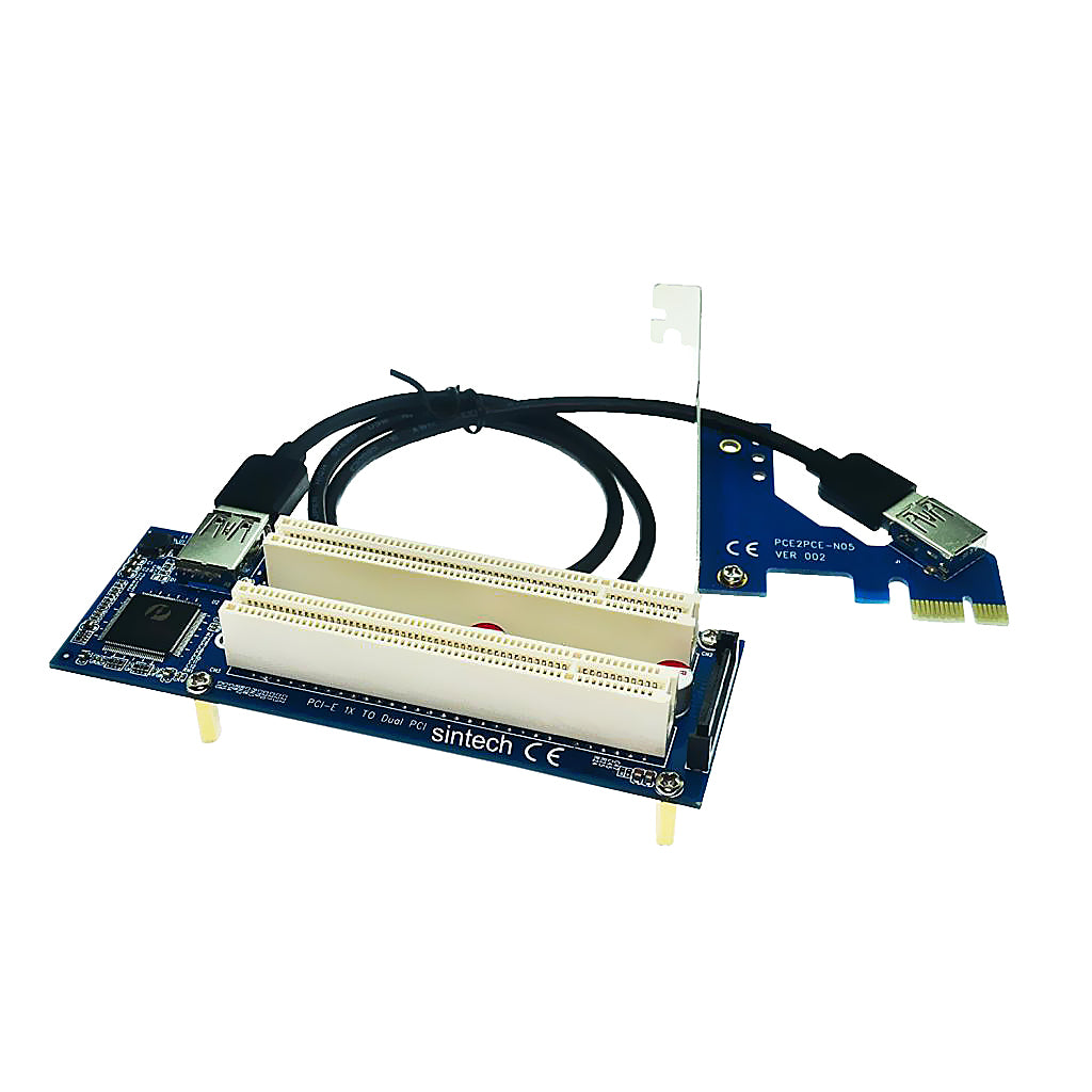 PCI-E Express X1 to Dual PCI Riser Extend Adapter Card With USB 3.0 Cable