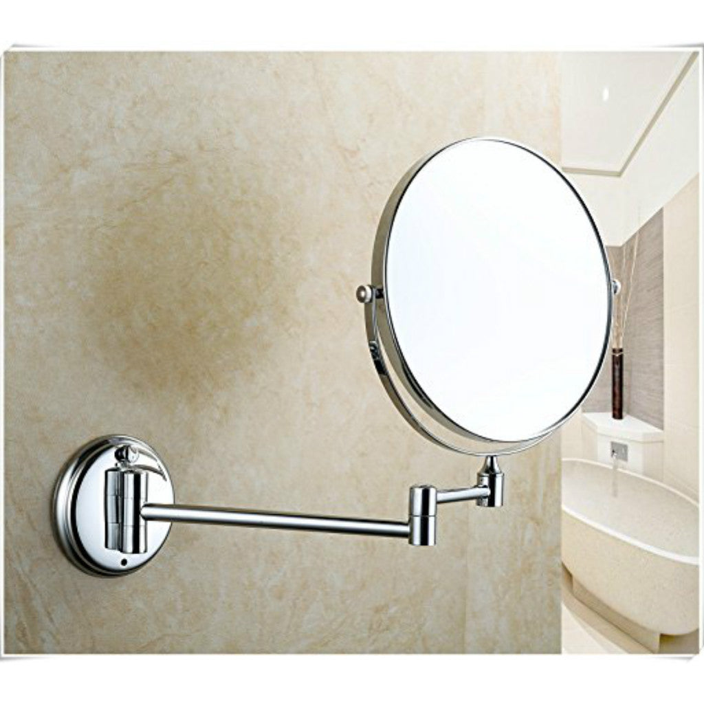 8 inches Double-sided Wall Mounted Makeup Shaving Bathroom Mirror Folding Swivel Extendable (5x Magnification)