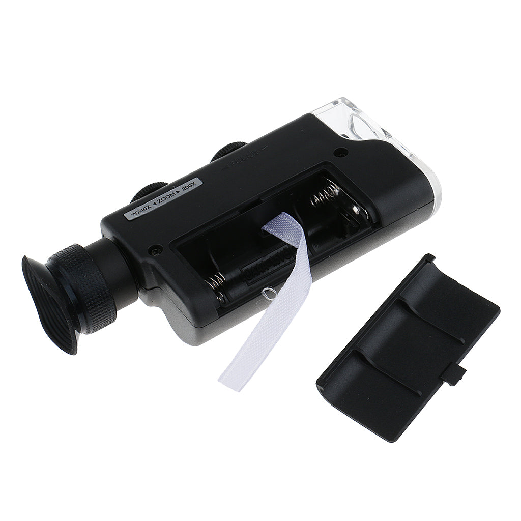 Mini 200X-240X Zoom LED UV Light Magnifier Jewelers Loupe Magnifying Glass