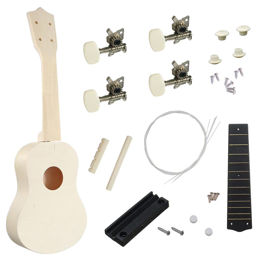 Handmade 21inch Soprano Ukulele DIY Kit Basswood Unfinished Musical Instrument