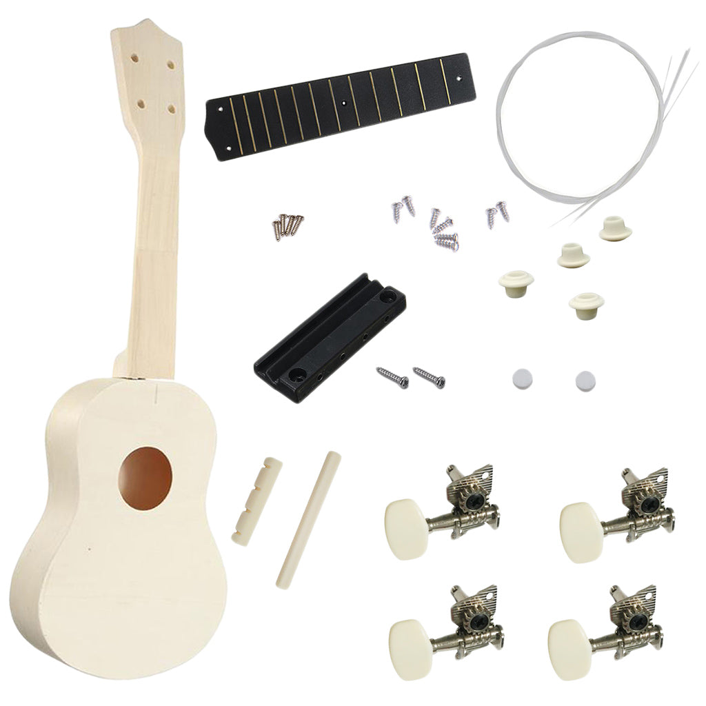 Handmade 21inch Soprano Ukulele DIY Kit Basswood Unfinished Musical Instrument