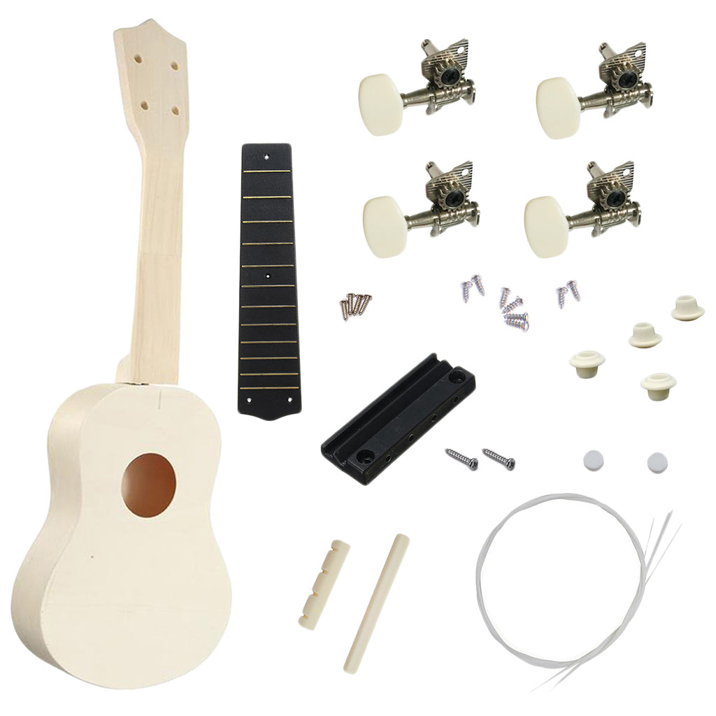 Handmade 21inch Soprano Ukulele DIY Kit Basswood Unfinished Musical Instrument