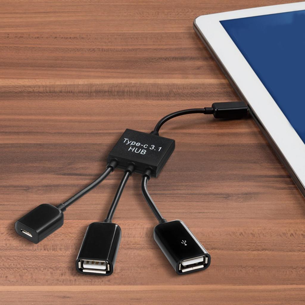 3in1 USB 3.1 Type-C To Micro USB 2.0 Power Charging Host OTG Hub Cable Adapter