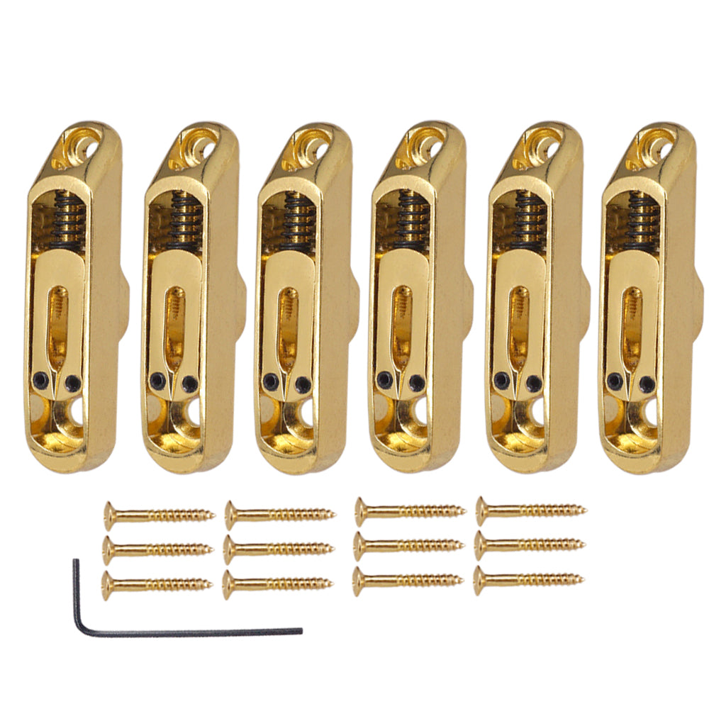 6 String Electric  Guitar Bridge Saddles Tailpiece with Screws Hex Wrench Set Kit Gold